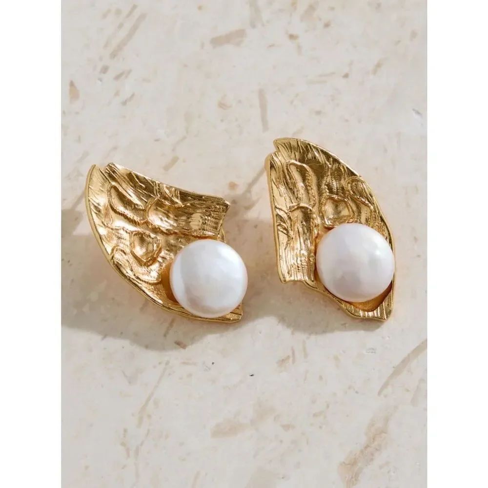 Fortunate One | Bohemian Gold and White Earrings